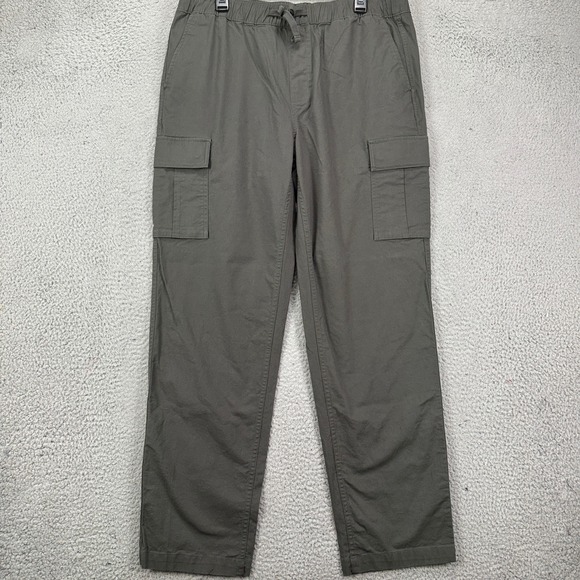 Eddie Bauer Pants Cargo Mens Large Gray Drawstring Stretch Straight Leg Outdoor